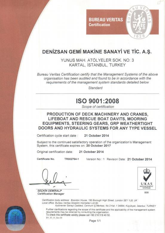 ISO 9001:2008 Sertifikası